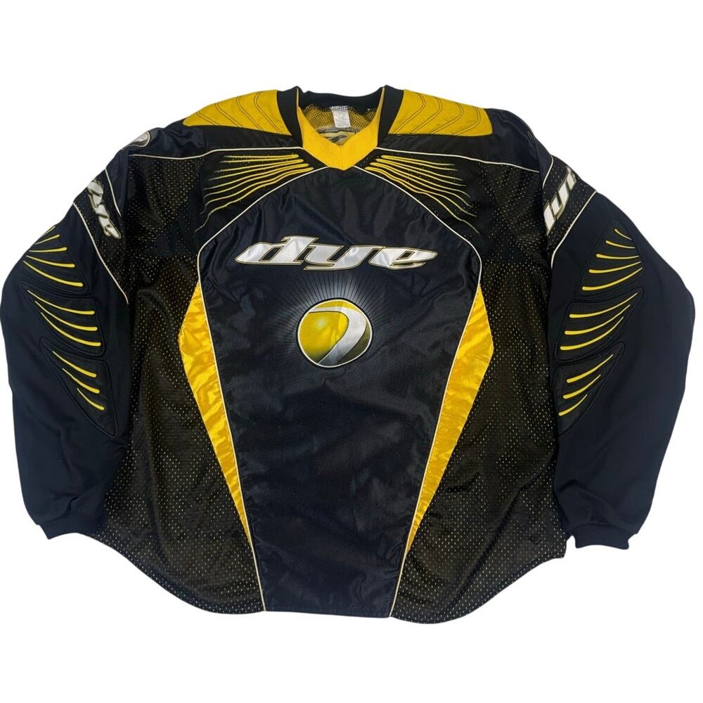 Vintage 2006 DYE C6 Paintball Jersey XXL Black Yellow Padded Y2K Speedball